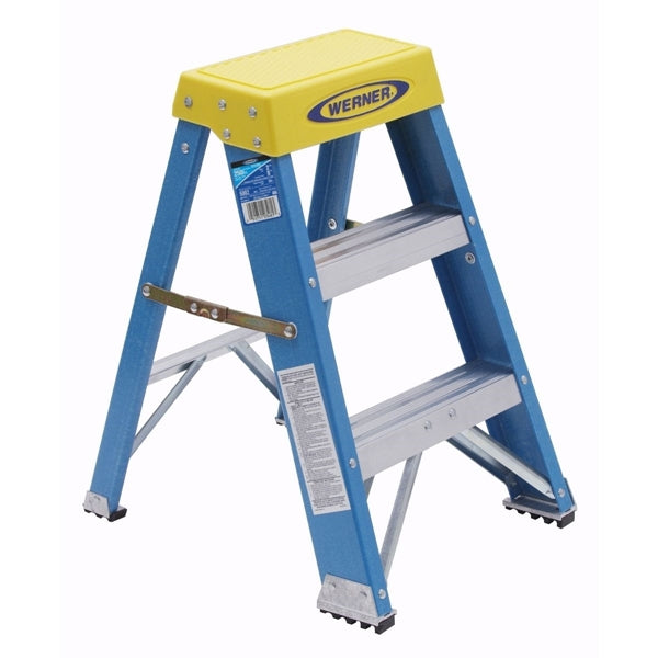 WERNER 6002 Step Ladder, 2 ft H, Type I Duty Rating, Fiberglass, 250 lb