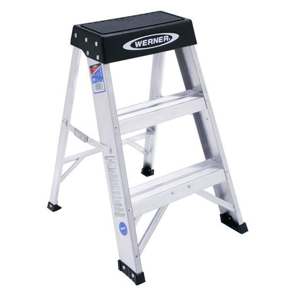 WERNER 150B Step Ladder, 2 ft H, Type IA Duty Rating, Aluminum, 300 lb