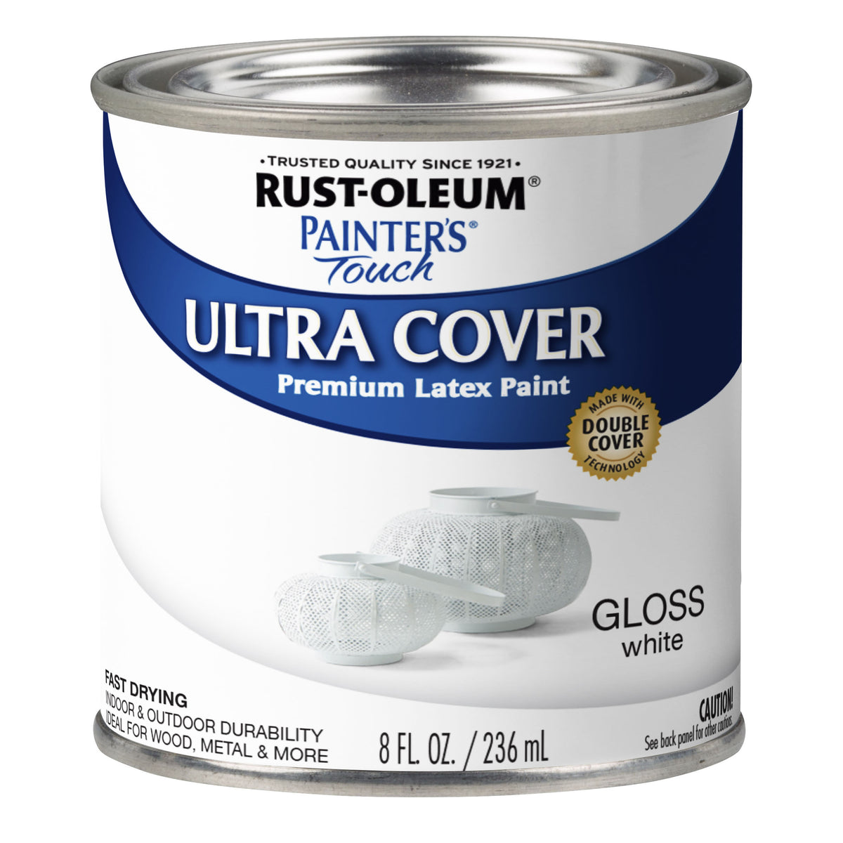 Painter's Touch Ultra Cover 1992730 Interior Paint, Gloss, White, 0.5 pt, Can, Resists: Chip, Fade, Water Base