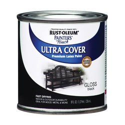 Painter's Touch Ultra Cover 1979730 Interior Paint, Gloss, Black, 0.5 pt, Can, Resists: Chip, Fade, Water Base