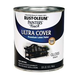 Painter's Touch Ultra Cover 1979502 Interior Paint, Gloss, Black, 1 qt, Can, Resists: Chip, Fade, Water Base