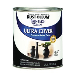 Painter's Touch Ultra Cover 1976502 Interior Paint, Flat, Black, 1 qt, Can, Resists: Chip, Fade, Water Base