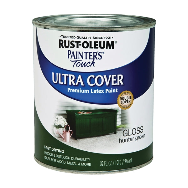 Painter's Touch Ultra Cover 1938502 Interior Paint, Gloss, Hunter Green, 1 qt, Can, Resists: Chip, Fade, Water Base
