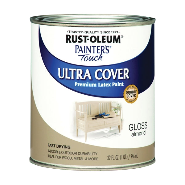 Painter's Touch Ultra Cover 1994502 Interior Paint, Gloss, Almond, 1 qt, Can, Resists: Chip, Fade, Water Base