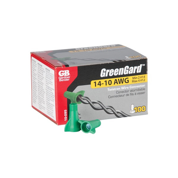 GB GreenGard 10-095 Wire Connector, 14 to 10 AWG Wire, Copper Contact, Thermoplastic Housing Material, Green