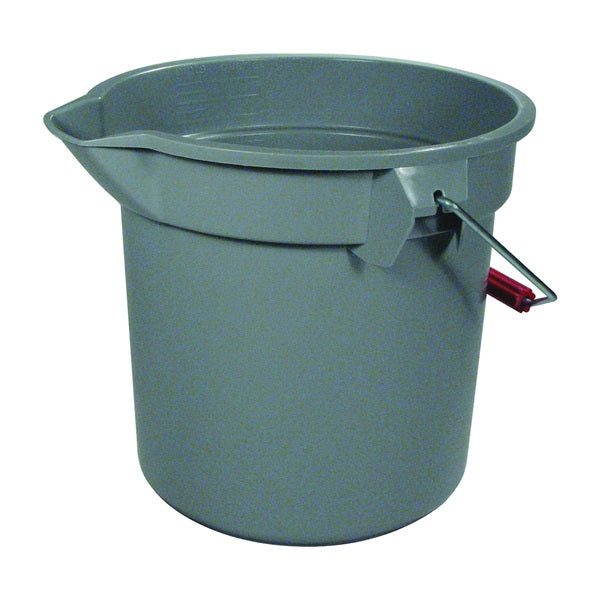 Rubbermaid Roughneck 261400GRAY Bucket with Pour Spout, 14 qt Capacity, 12 in Dia, Polyethylene, Gray