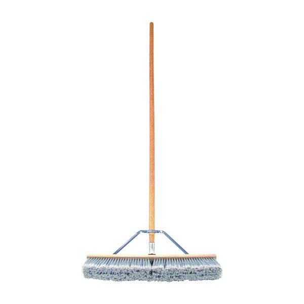 BIRDWELL 5025-4 Contractor Push Broom, 3 in L Trim, Polypropylene/Polystyrene Bristle, Hardwood Handle