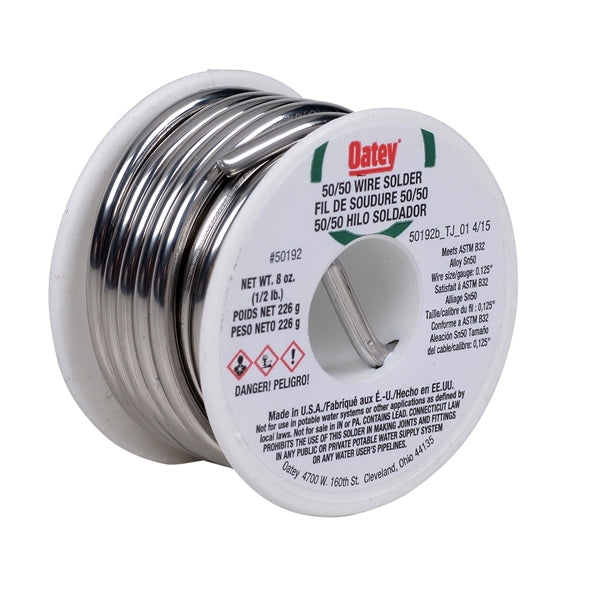 Oatey 50192 Leaded Solder, 1/2 lb, Solid, Silver, 361 to 421 deg F Melting Point