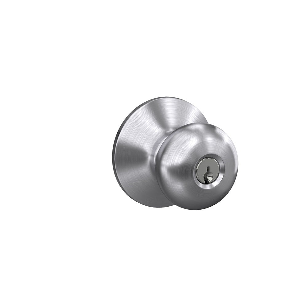 Schlage Plymouth Series F51A CSVPLY626KA4 Keyed Entry Knob, Solid Brass/Zinc, Satin Chrome