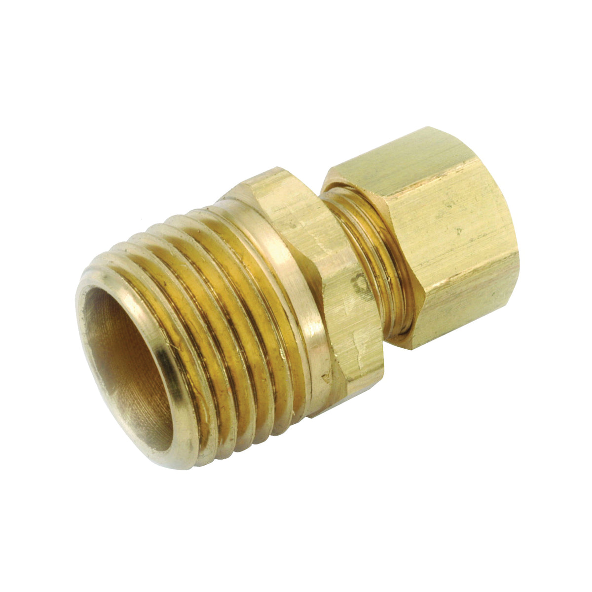 Anderson Metals 750068-0608 Pipe Connector, 3/8 x 1/2 in, Compression x Male, Brass, 200 psi Pressure