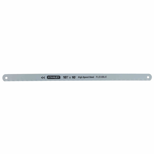 STANLEY 15-808A Hacksaw Blade, 10 in L, 18 TPI, Steel Cutting Edge