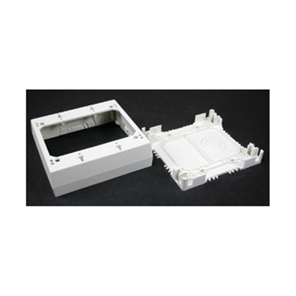 Wiremold NM NM3-2 Outlet Box, 2 -Gang, 0 -Knockout, Plastic, Ivory, Wall Mounting