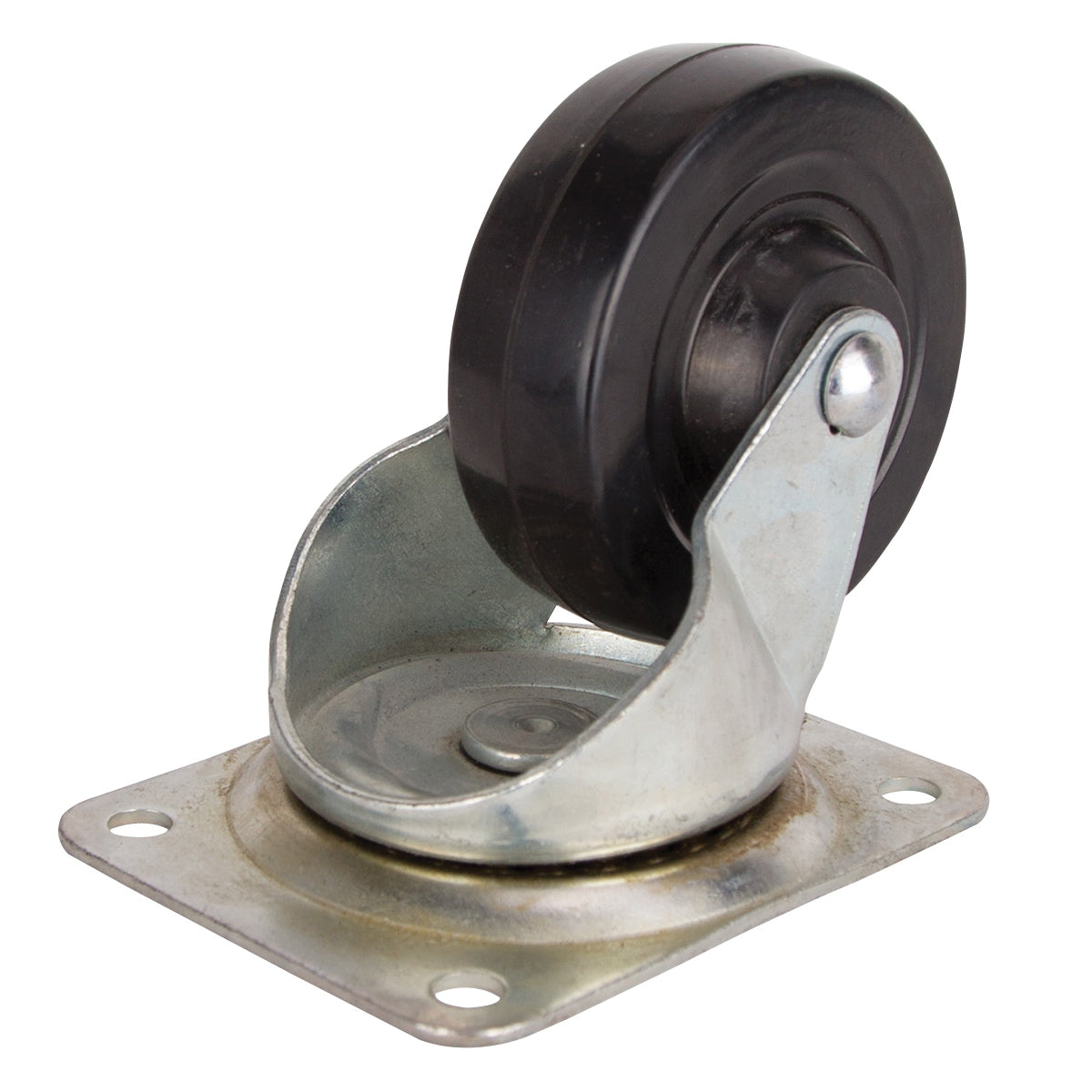 ProSource JC-H08 Heavy-Duty Swivel Caster, 4 in Dia Wheel, 1.3 in W Wheel, Rubber Wheel, Black, 225 lb