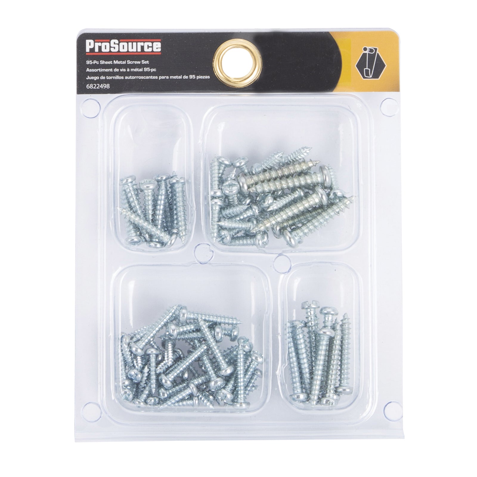 ProSource JL82102 Screw Set, Sheet Metal, Zinc Plated, 95-Piece