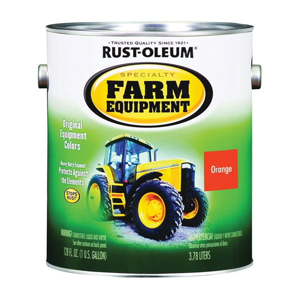 RUST-OLEUM 7458402 Farm Equipment Paint, Allis Chalmers Orange, 1 gal, Can, Application: Brush, Spray