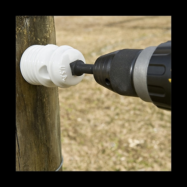 Zareba IWSD-Z Self-Drilling Insulator, Aluminum/Steel, Porcelain, White