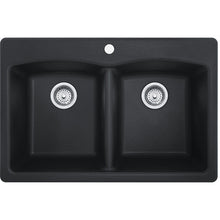 Load image into Gallery viewer, FRANKE EDOX33229-1 Kitchen Sink, 33 in OAW, 9 in OAH, 22 in OAD, Granite, Onyx, Top Mounting
