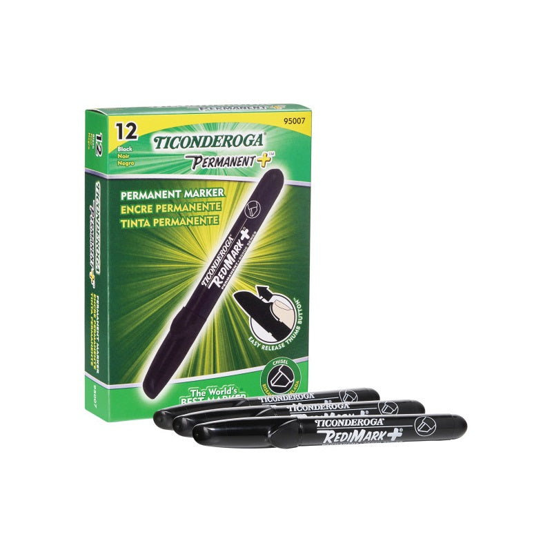 TICONDEROGA 95007 Permanent Marker, Black, 7 in L