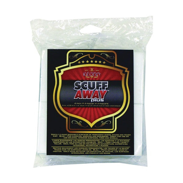 SM ARNOLD SCUFF AWAY 85-423 Sponge, 5 in L, 2-3/8 in W, 7/8 in Thick, Melamine, Blue/White