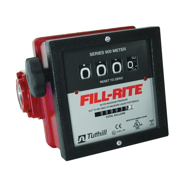 Fill-Rite 901C/901 Flow Meter, 1 in Connection, NPT, 6 to 40 gpm, 50 psi Pressure, 4-Digit Display