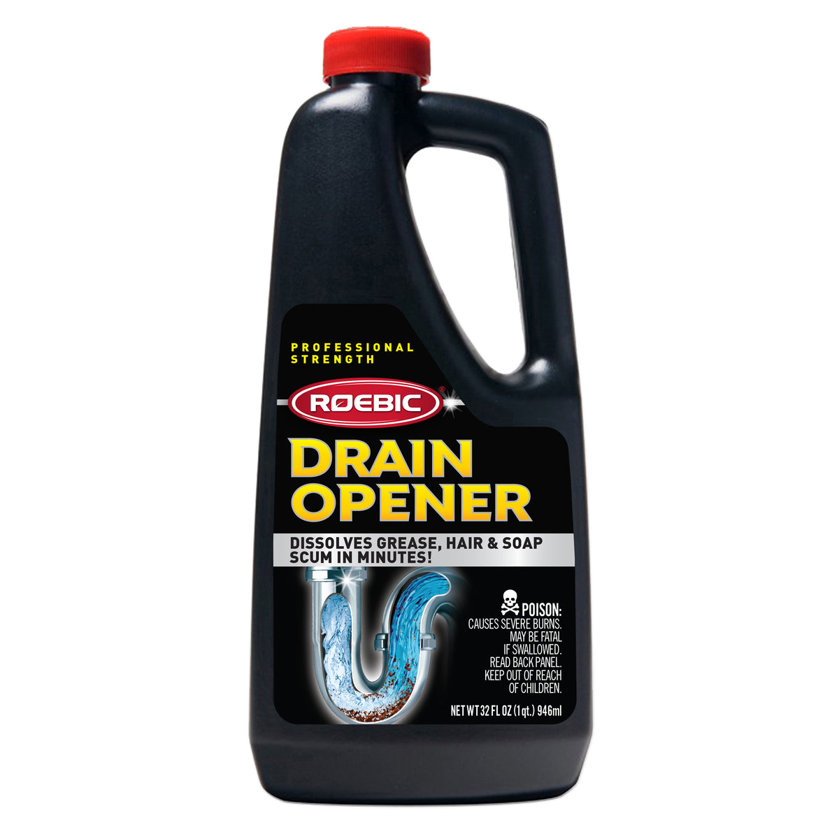 ROEBIC PDO Drain Opener, Liquid, Clear, Odorless, 1 qt Bottle