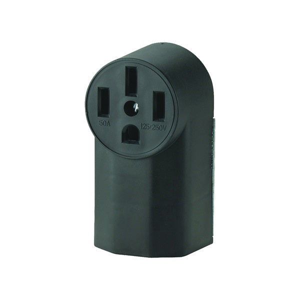 Eaton Cooper Wiring 1212 Power Receptacle, 3 -Pole, 125/250 V, 50 A, NEMA: NEMA 14-50R, Black