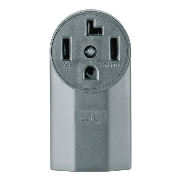 Eaton Cooper Wiring 1225 Power Receptacle, 3 -Pole, 125/250 V, 30 A, NEMA: NEMA 14-30R, Black