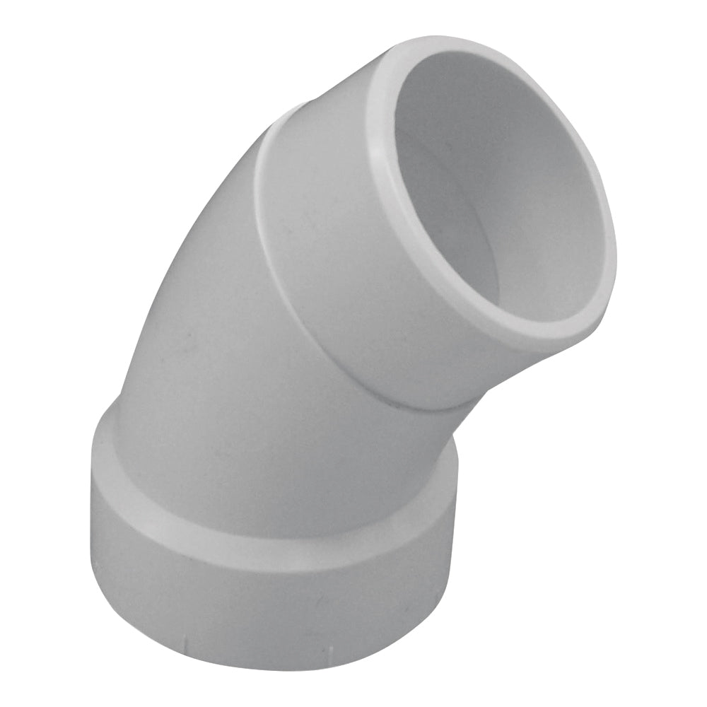 GENOVA 700 Series 72740 Street Pipe Elbow, 4 in, Hub x Spigot, 45 deg Angle, PVC, SCH 40 Schedule