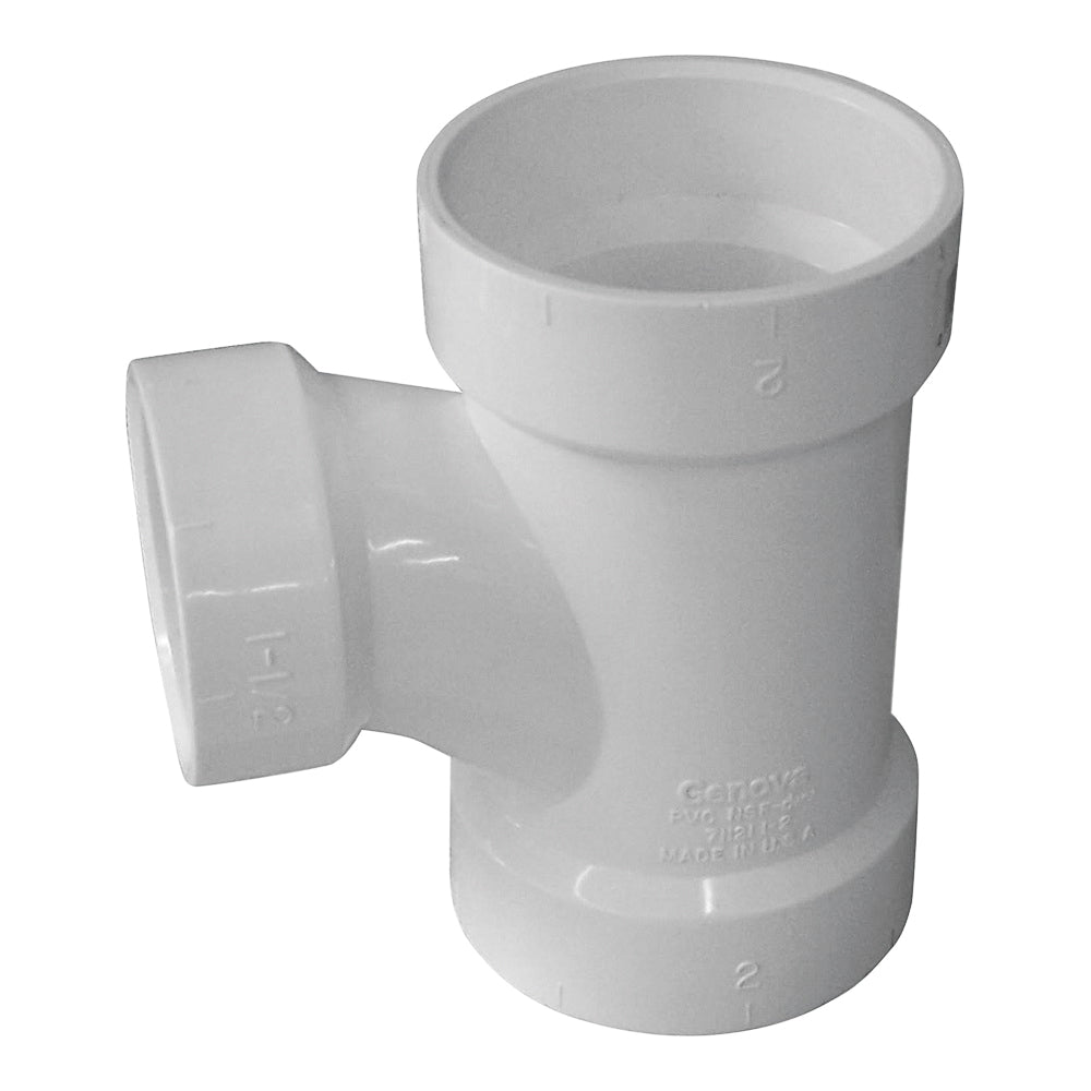 GENOVA 700 Series 71132 Reducing Sanitary Tee, 3 x 2 in, Hub, PVC, SCH 40 Schedule