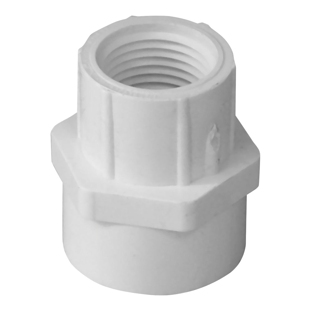GENOVA 300 Series 30376 Reducing Pipe Adapter, 3/4 x 1 in, Slip x FIP, PVC, White, SCH 40 Schedule