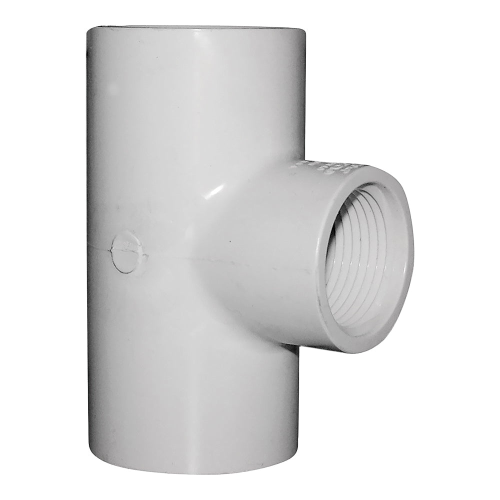 GENOVA 300 Series 31484 Pipe Reducing Tee, 1-1/4 x 1 in, Slip x Slip-Joint x FIP, PVC, White, SCH 40 Schedule