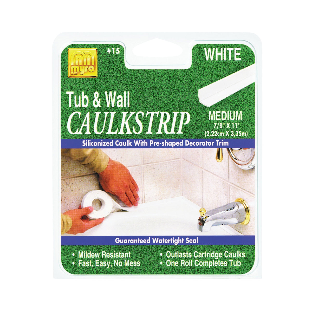 Homax 34015 Caulking Strip, White, 120 deg F, 7/8 in W X 11 ft L