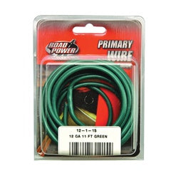 Road Power 55678933/12-1-15 Electrical Wire, 12 AWG Wire, 25/60 VAC/VDC, Copper Conductor, Green Sheath, 11 ft L