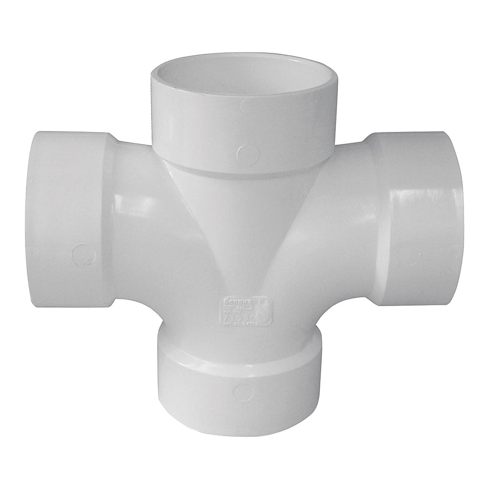 GENOVA 700 Series 73531 Reducing Double Sanitary Pipe Tee, 3 x 1-1/2 in, Hub, PVC, SCH 40 Schedule