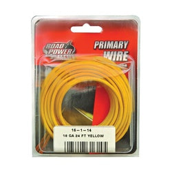Road Power 55668333/16-1-14 Electrical Wire, 16 AWG Wire, 25/60 VAC/VDC, Copper Conductor, Yellow Sheath, 24 ft L