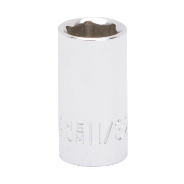 Vulcan MT6484042 Drive Socket, 11/32 in Socket, 1/4 in Drive, 6-Point, Chrome Vanadium Steel, Chrome