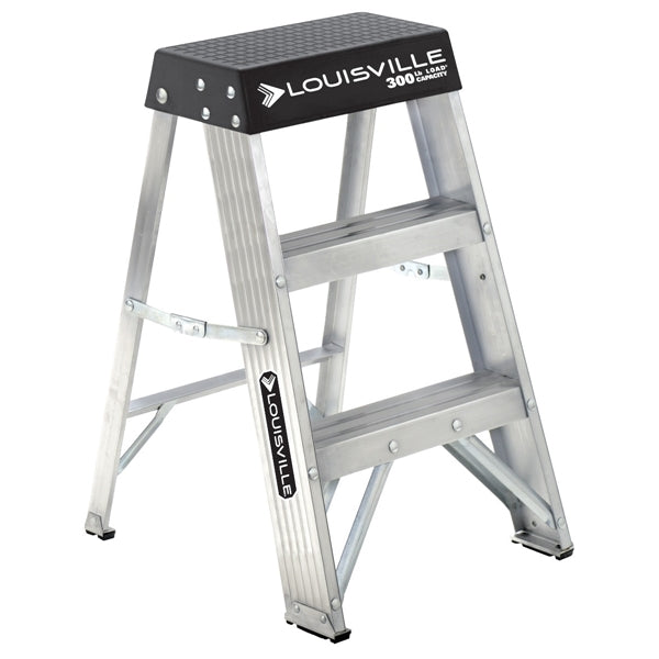 Louisville AS3002 Step Ladder, 2 ft H, Type IA Duty Rating, Aluminum, 300 lb