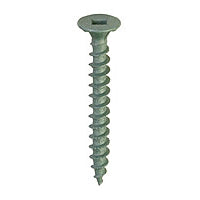 Backer-On 23405 Screw, #10 Thread, Serrated Thread, Flat Head, Square Drive, Gimlet Point, Steel, Epoxy-Coated