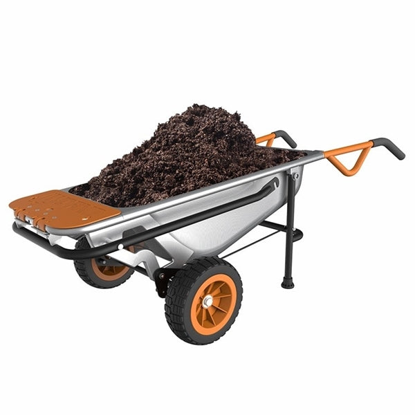 WORX WG050 Yard Cart, 300 lb, Metal Deck, 2-Wheel, 10 in Wheel, Flat-Free Wheel, Comfort-Grip Handle