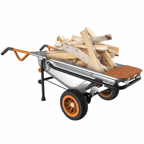 WORX WG050 Yard Cart, 300 lb, Metal Deck, 2-Wheel, 10 in Wheel, Flat-Free Wheel, Comfort-Grip Handle