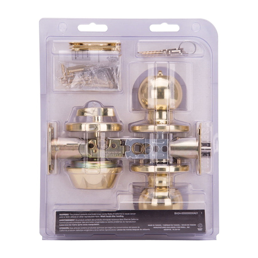 Prosource Deadbolt and Entry Lockset, 3 Grade, Saturn Handle, Keyed Alike Key, Brass, Polished Brass