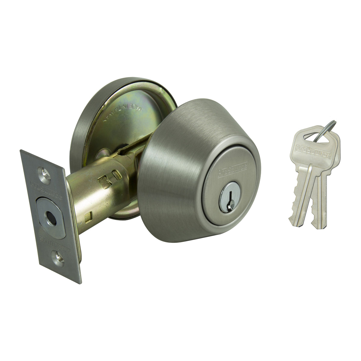 ProSource Deadbolt, 3 Grade, Satin Nickel, 2-3/8 to 2-3/4 in Backset, KW1 Keyway