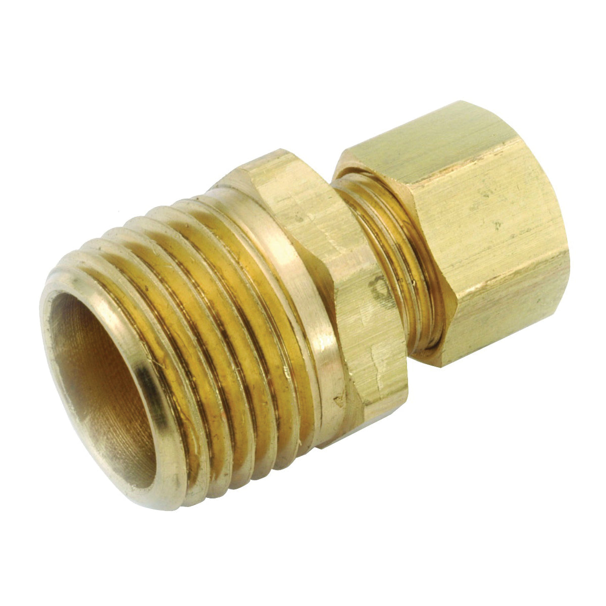 Anderson Metals 750068-0812 Pipe Connector, 1/2 x 3/4 in, Compression x MPT, Brass