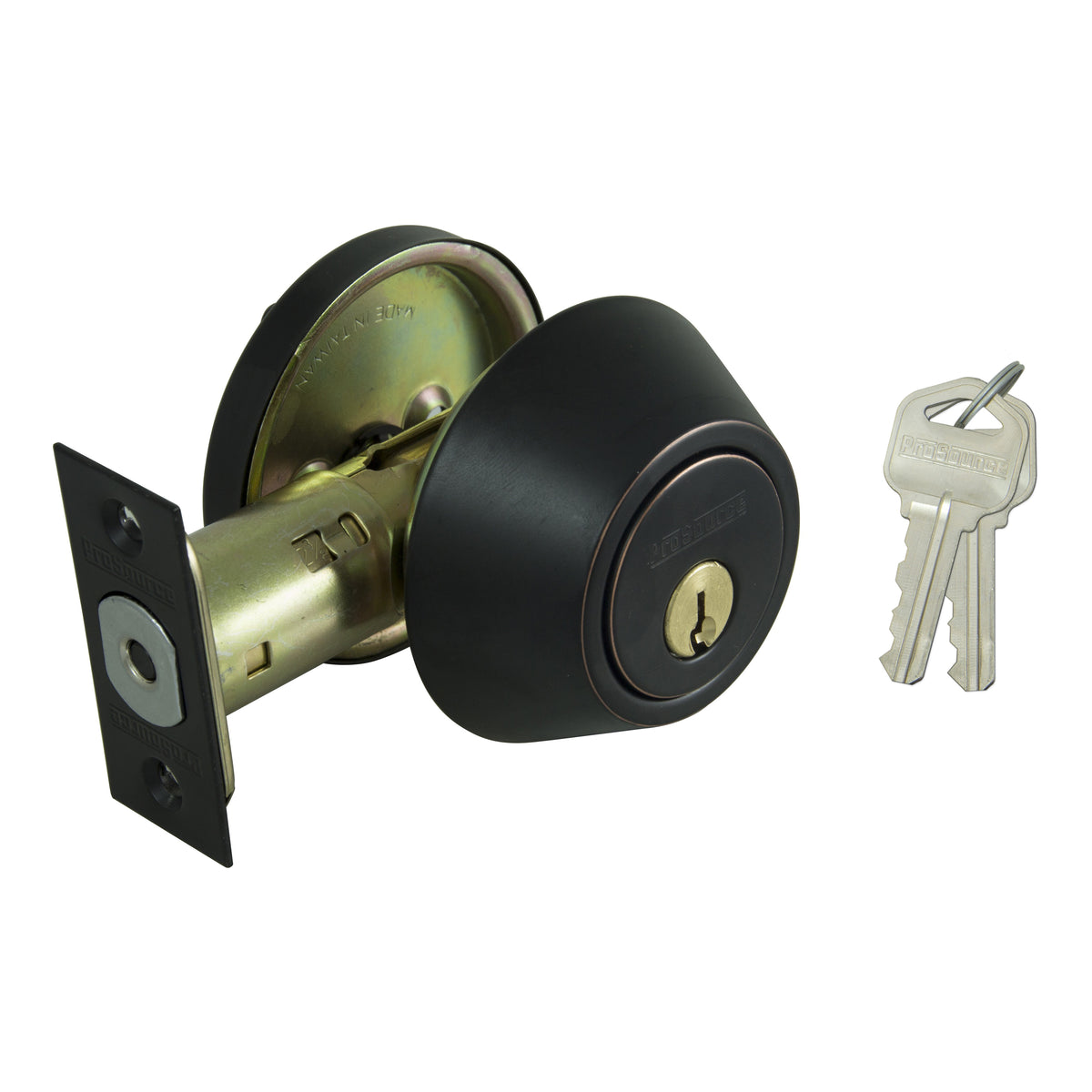 ProSource Deadbolt, 3 Grade, Aged Bronze, 2-3/8 to 2-3/4 in Backset, KW1 Keyway