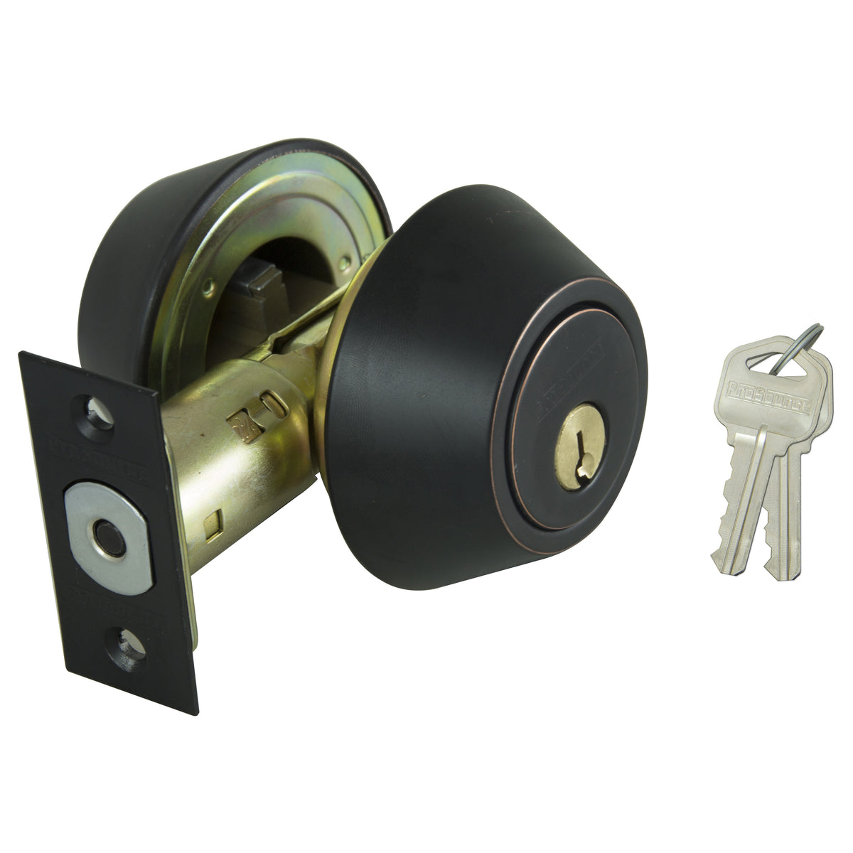 ProSource Deadbolt, 3 Grade, Aged Bronze, 2-3/8 to 2-3/4 in Backset, KW1 Keyway