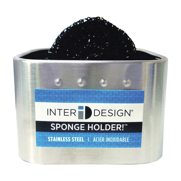 iDESIGN 66070 Scrub Holder, 2-1/2 in L, 3-1/4 in W, 4 in H, Stainless Steel, Silver