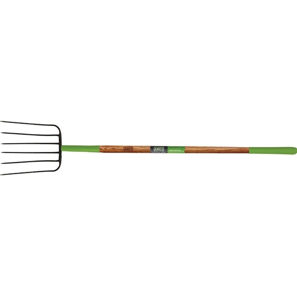 AMES 2826900 Manure Fork, Steel Tine, Wood Handle, 61 in L Handle