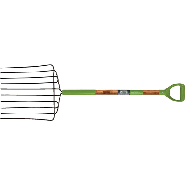 AMES 2827000 Ensilage Fork, Wood Handle, D-Shaped Handle, 30 in L Handle