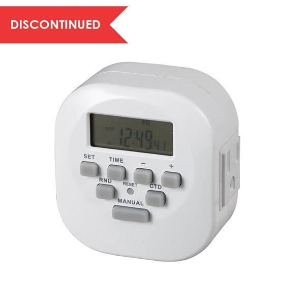 Westek TE1606WHB/TE06WHB Digital Timer, 15 A, 120 V, 1800 W, 2 -Outlet, 7 days Time Setting, White