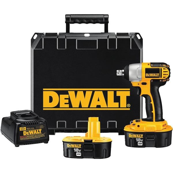 DeWALT DC820KA Impact Wrench Kit, Battery Included, 18 V, 2.4 Ah, 1/2 in Drive, Square Drive, 0 to 2700 ipm